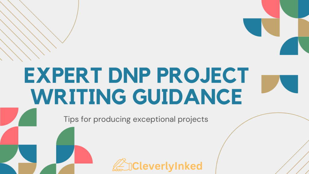 A poster featuring keywords related to Expert DNP project writing guidance.